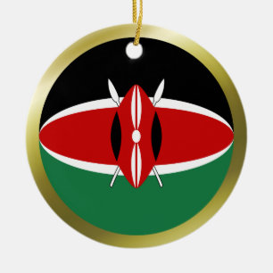 Kenya flaggaprydnad julgransprydnad keramik