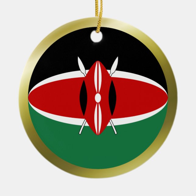Kenya flaggaprydnad julgransprydnad keramik (Framsidan)