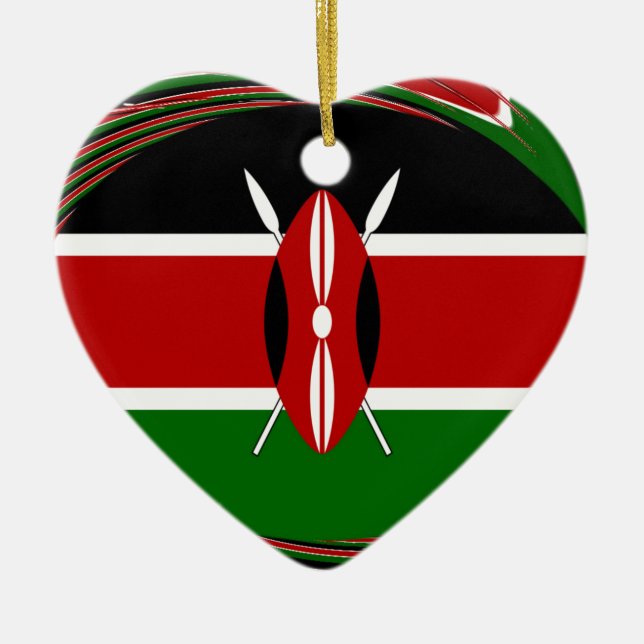Kenya Hakuna Matata Black Red Grönt Julgransprydnad Keramik (Framsidan)