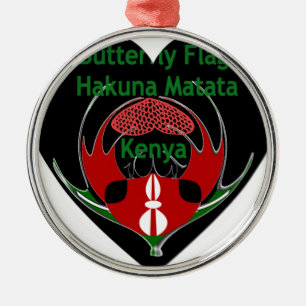 Kenya: Hakuna Matata Swahili Fjäril Abstrakt Julgransprydnad Metall