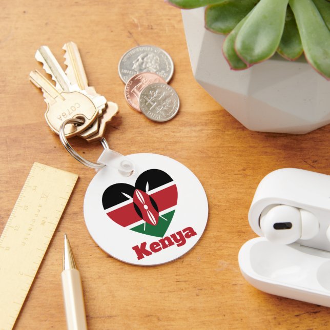 Kenya Heart Flagga Nyckelring (Skrivbord)