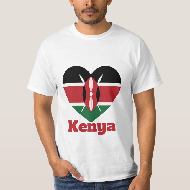 Kenya Heart Flagga T-Shirt (Framsida)