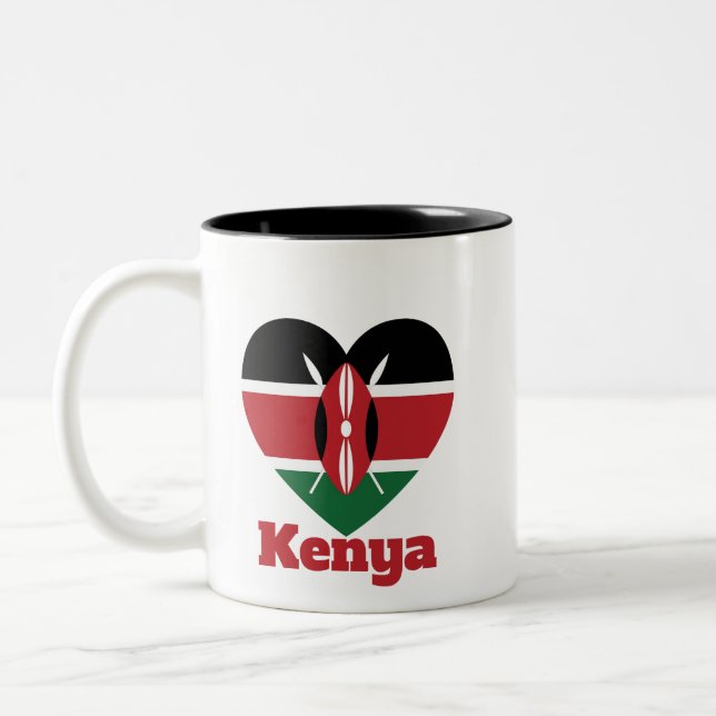 Kenya Heart Flagga Två-Tonad Mugg (Vänster)