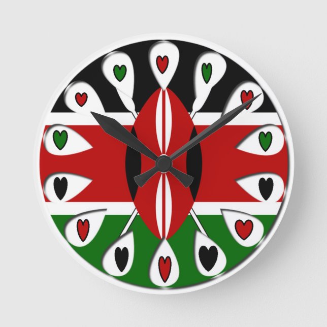 Kenya Hearts Rund Klocka (Framsida)