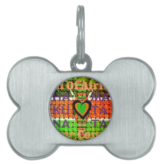 Kenya: Hela Afrikan i One Land - Vävda Flagga Namnbricka Husdjur (Framsidan)