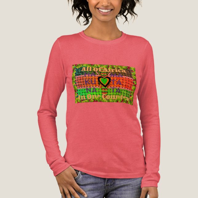 Kenya: Hela Afrikan i One Land - Vävda Flagga Tee Shirt (Framsida)