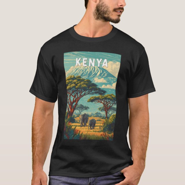Kenya Illustration Resa Konst Vintage T Shirt (Framsida)