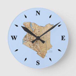 Kenya Karta Clock Rund Klocka