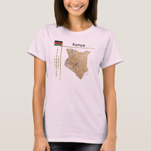 Kenya Karta + Flagga + Titel T-Shirt
