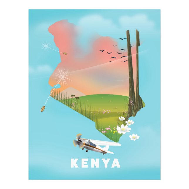 Kenya Karta Illustration-reseaffisch. Fototryck (Framsidan)