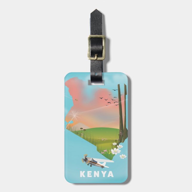 Kenya kartillustration resaffisch. bagagebricka (Vertikal Framsida)