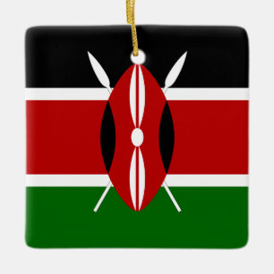 Kenya (kenyan) Flagga Julgransprydnad Keramik