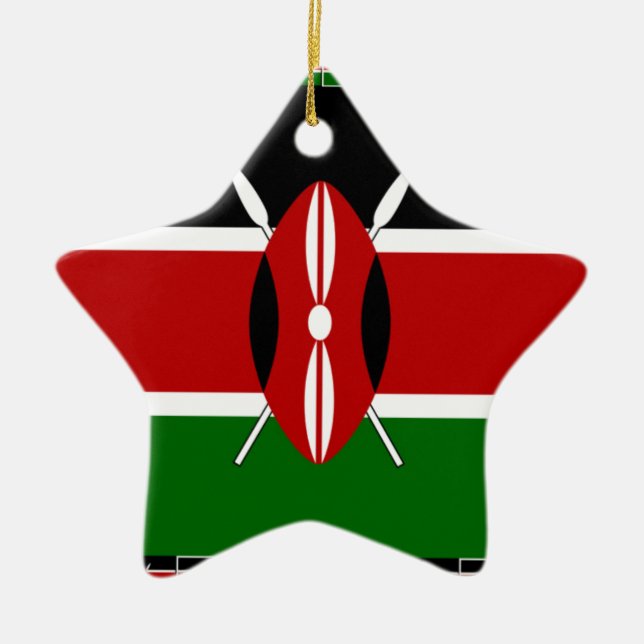 Kenya Kenyan Flaggor Julgransprydnad Keramik (Framsidan)