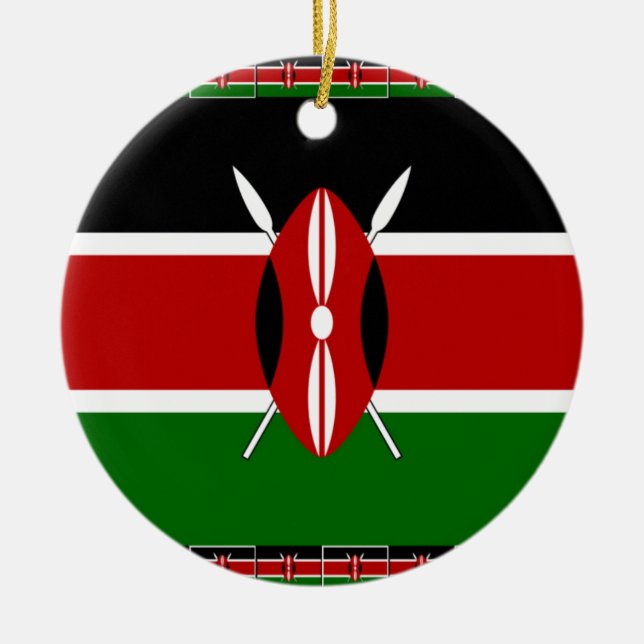 Kenya Kenyan Flaggor Julgransprydnad Keramik (Framsidan)