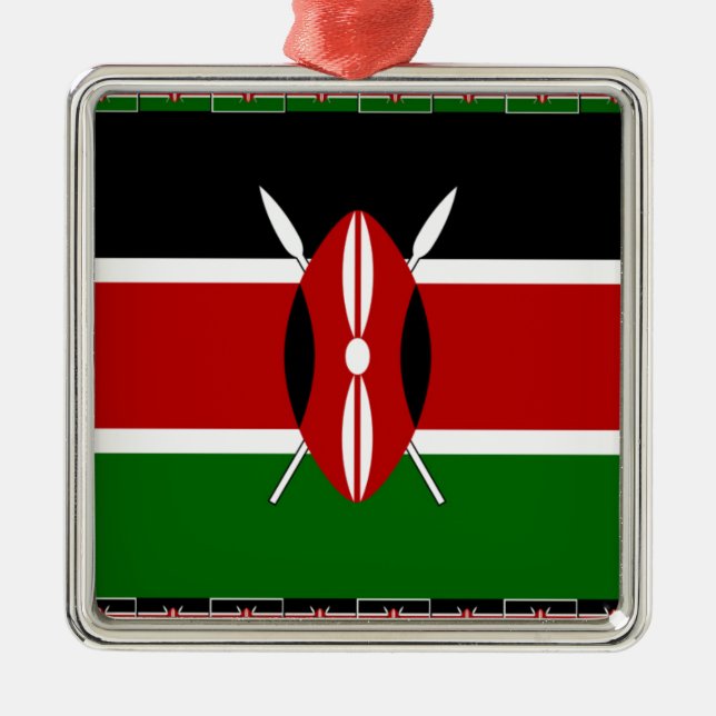 Kenya Kenyan Flaggor Julgransprydnad Metall (Framsidan)