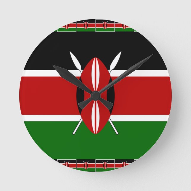 Kenya Kenyan Flaggor Rund Klocka (Framsida)