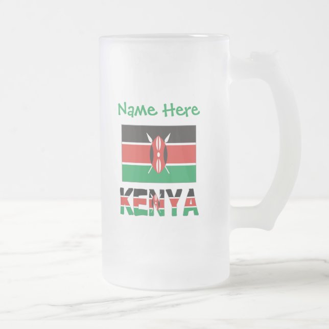 Kenya Kenyansk Flagga Personlig Grön Frostat Ölglas (Höger)