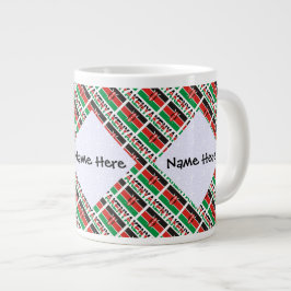 Kenya Kenyansk Flagga Rutig Personligt Namn  Jumbo Mugg