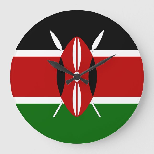 Kenya (Kenyansk) Flagga Stor Klocka (Framsida)