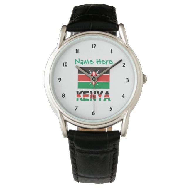 Kenya Kenyas flagga Grön Personlig Herr  Armbandsur (Framsida)