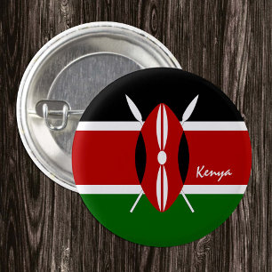 Kenya, knapp, patriotisk kenyan Flagga mode Knapp