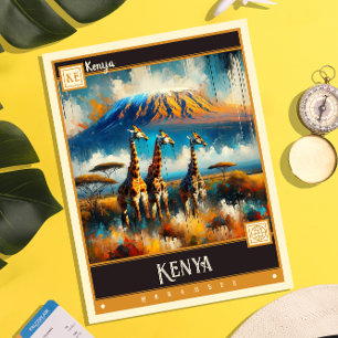 Kenya Måla Vintage Vykort