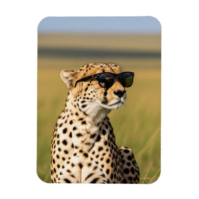 Kenya Masai Mara Cheetah med solglasögon Magnet (Vertikal)