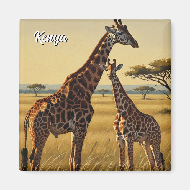 Kenya Masai Mara Giraffes Travel Magnet (Framsidan)