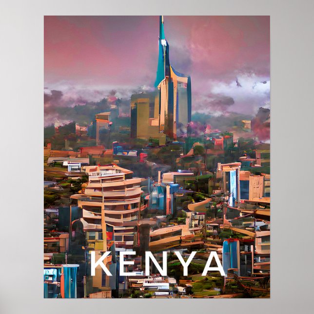 Kenya Nairobi Travel City Poster (Framsidan)