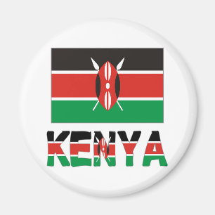Kenya och Kenyanska Flagga Magnet
