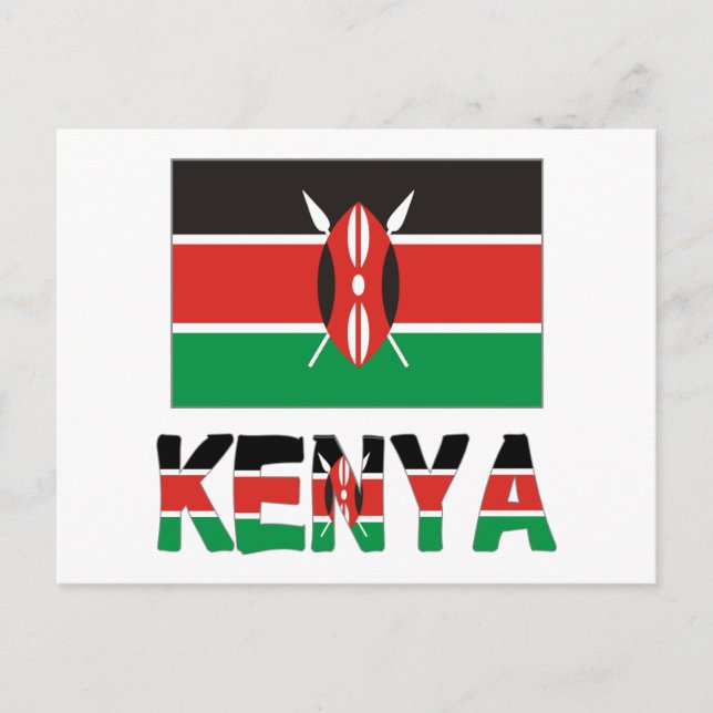 Kenya och Kenyanska Flagga Vykort (Framsida)