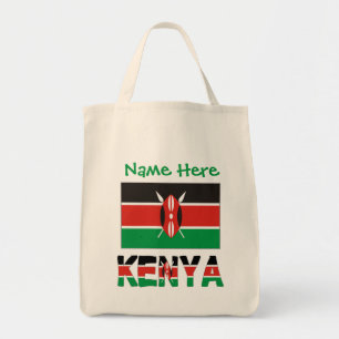 Kenya och kenyanska flaggan kaklade med ditt namn tygkasse