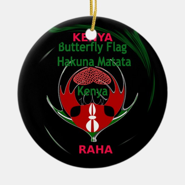 Kenya Raha Hakuna Matata.jpg Julgransprydnad Keramik (Framsidan)