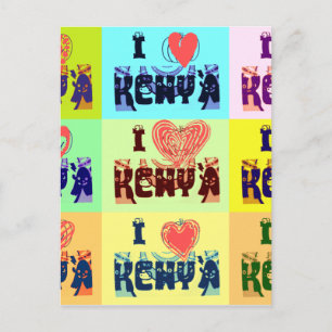 Kenya Resa Souvenir Pop Art Tryck Vykort