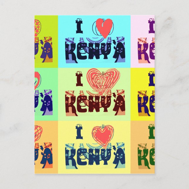 Kenya Resa Souvenir Pop Art Tryck Vykort (Framsida)