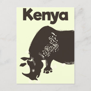 Kenya Rhino African vintage affisch Vykort