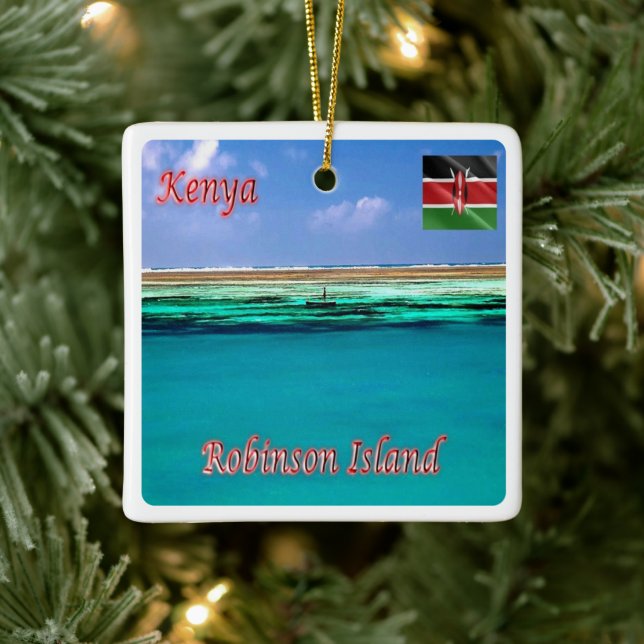 KENYA, Robinson Island, Afrika Julgransprydnad Keramik (Träd)