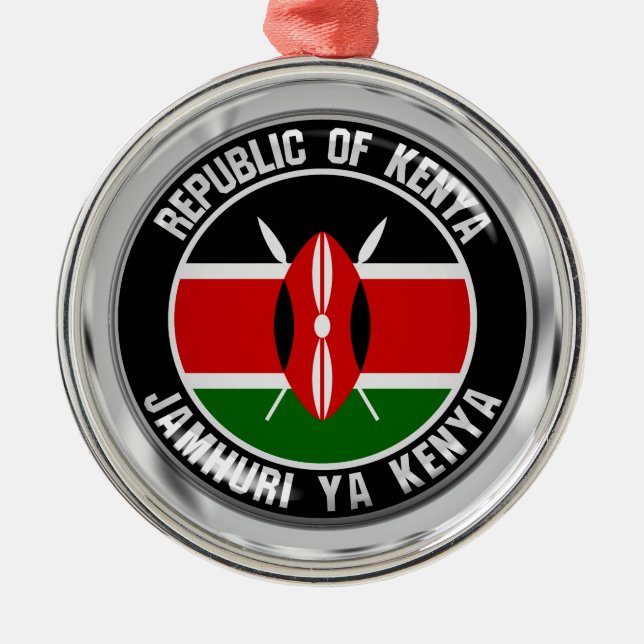 Kenya Round Emblem Julgransprydnad Metall (Framsidan)
