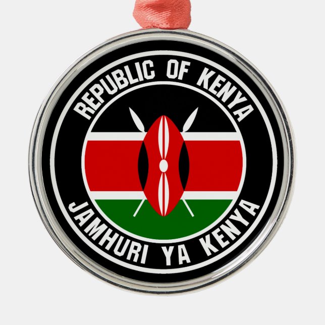 Kenya Round Emblem Julgransprydnad Metall (Framsidan)