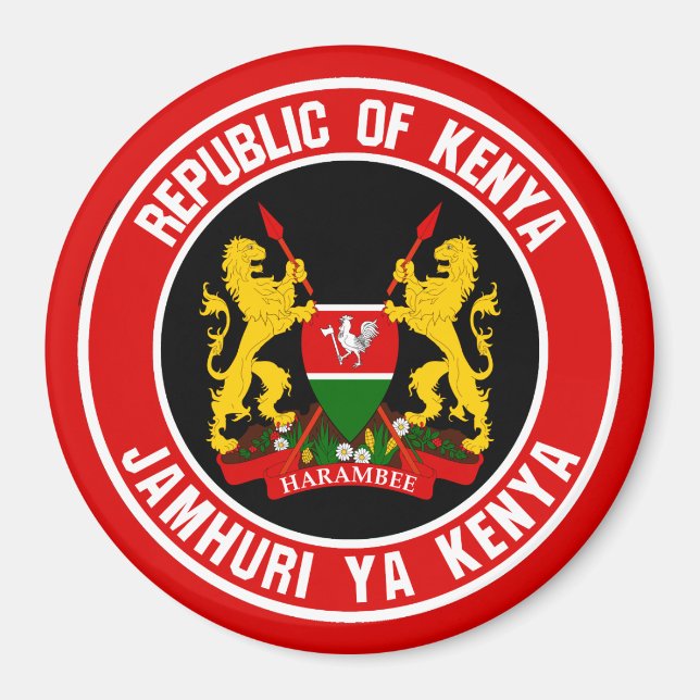 Kenya Round Emblem Magnet (Framsidan)