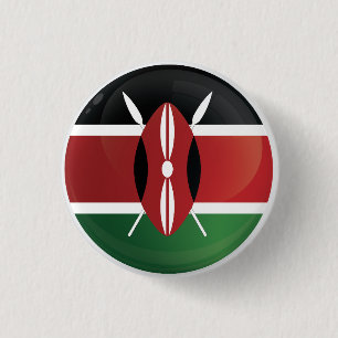 Kenya Round Icon Flagga Knapp