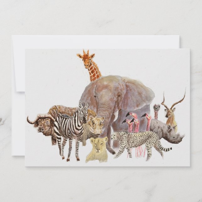 Kenya Safari Animals Notecard Tack Kort (Framsida)
