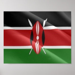 Kenya - Wave Flagga - Poster