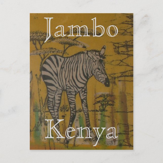 Kenya Wildlife Afrikansk Safari Zebra Vykort (Framsida)