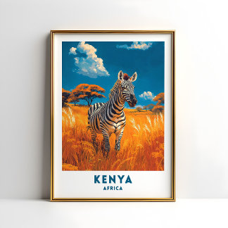 Kenya Zebrasafari Resemålning Affisch Konst