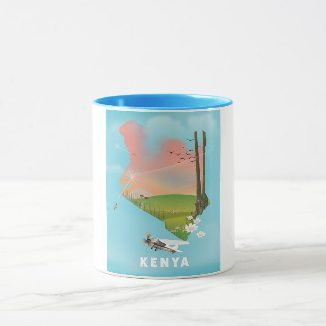 Kenyakarta illustrerad resaffisch. mugg (Center)