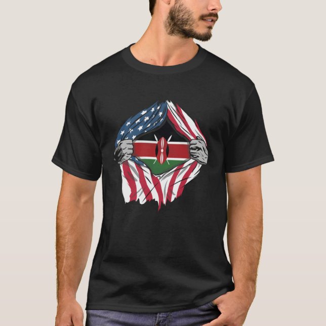 Kenyan Blood Inside Me  Kenya Flag T Shirt (Framsida)