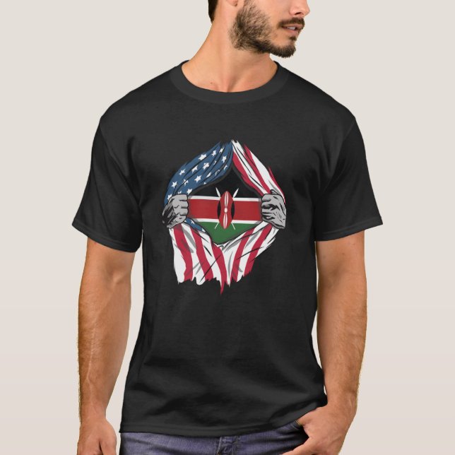 Kenyan Blood Inside Me Kenya Flagga T Shirt (Framsida)