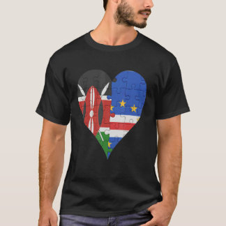 Kenyan Cape Verdean Flagga Heart T Shirt