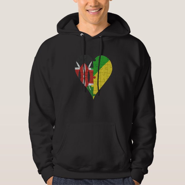 Kenyan Congon Flagga Heart Hoodie (Framsida)